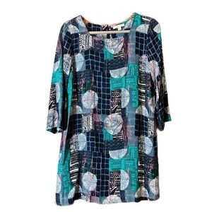 White Stuff Abstract Print Navy Maximalist Tunic Top Dress Size 8